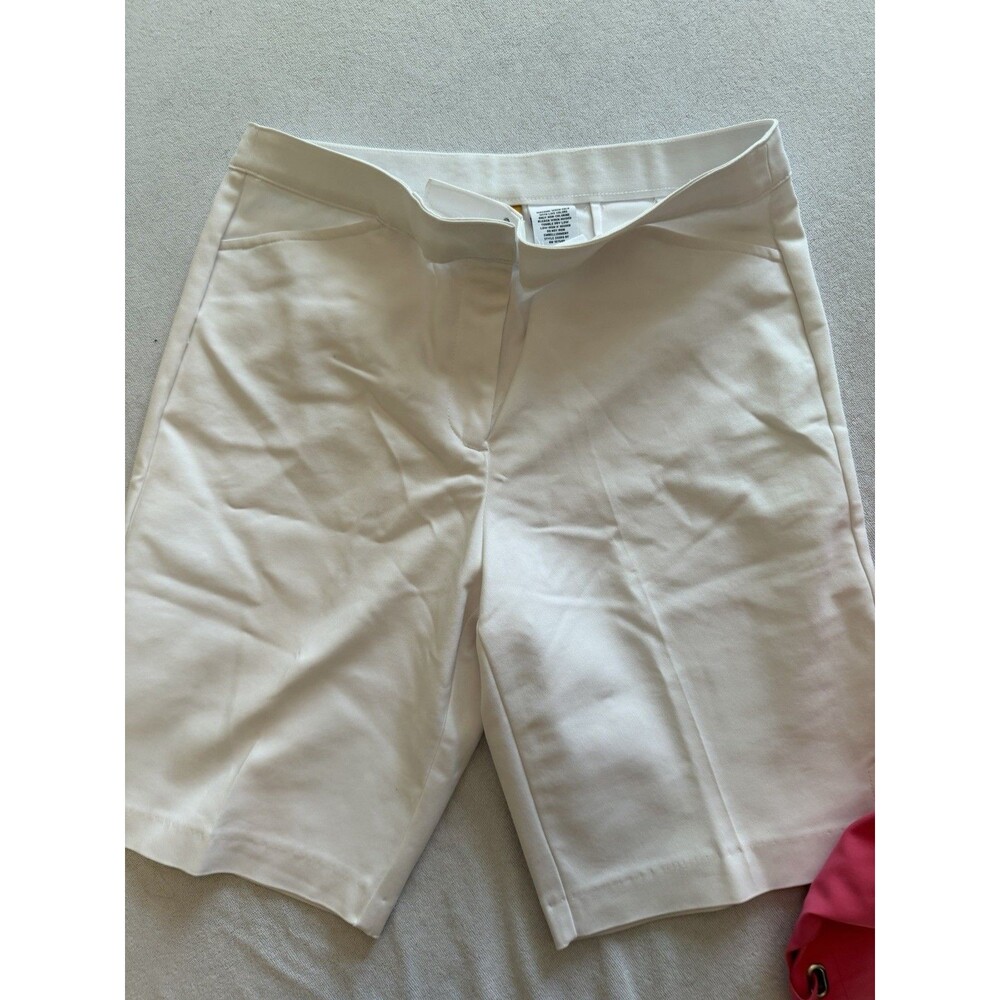 Ruby Rd. Women's Petite Bermuda Shorts 12P White Pockets Twill Zip Cotton